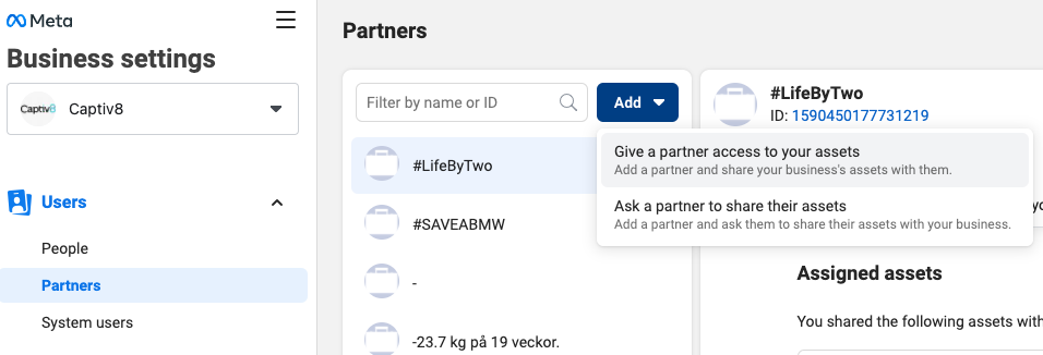 Facebook Business Manager: Giving Partner Access to Assets